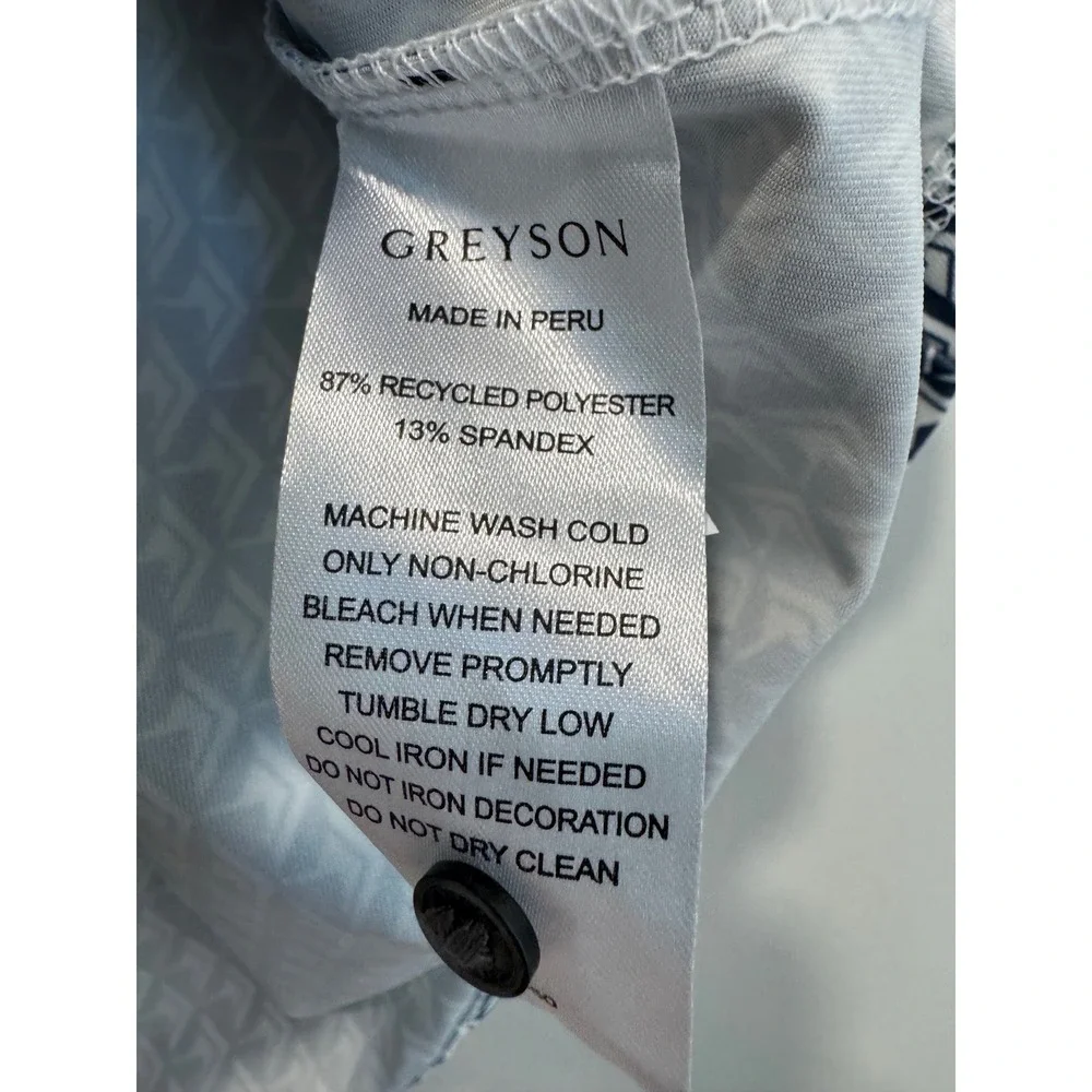 GREYSON Women's Golf Polo Shirt Size S Blue Geometric Print Short Sleeve - Picture 4 of 9